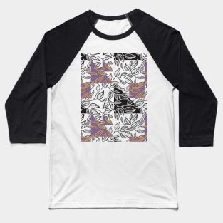 Minimalist Leaf Line Art Illustration as a Seamless Surface Pattern Design Baseball T-Shirt